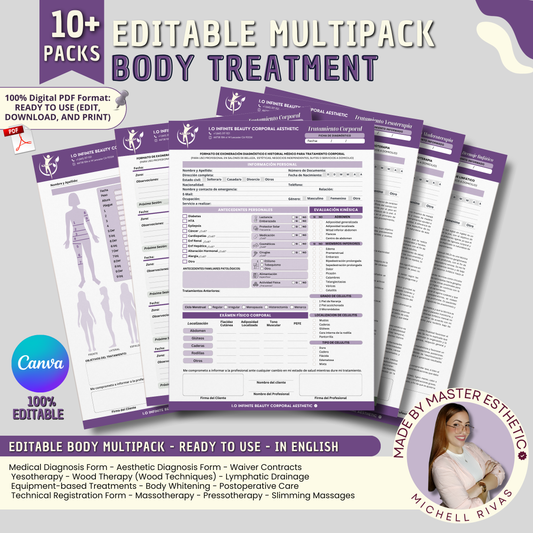EDITABLE FORMATS MULTIPACK CANVA / BODY TREATMENT - IN ENGLISH
